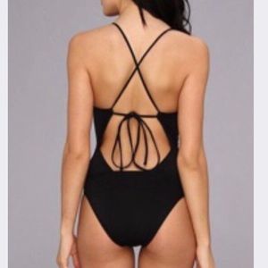 Black strappy back one piece swimsuit